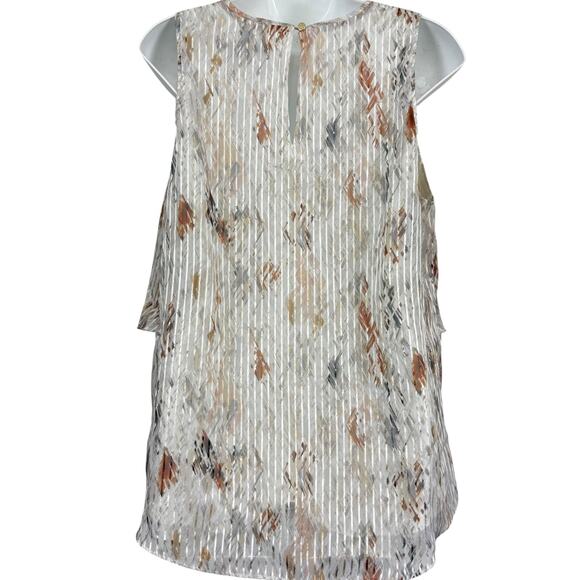 White House Black Market Metallic Floral Pinstriped Sleeveless Top Blouse sz L - Picture 13 of 16